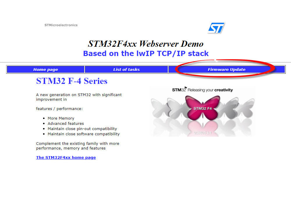 STM32 Firmware Update Using Embedded Web Server